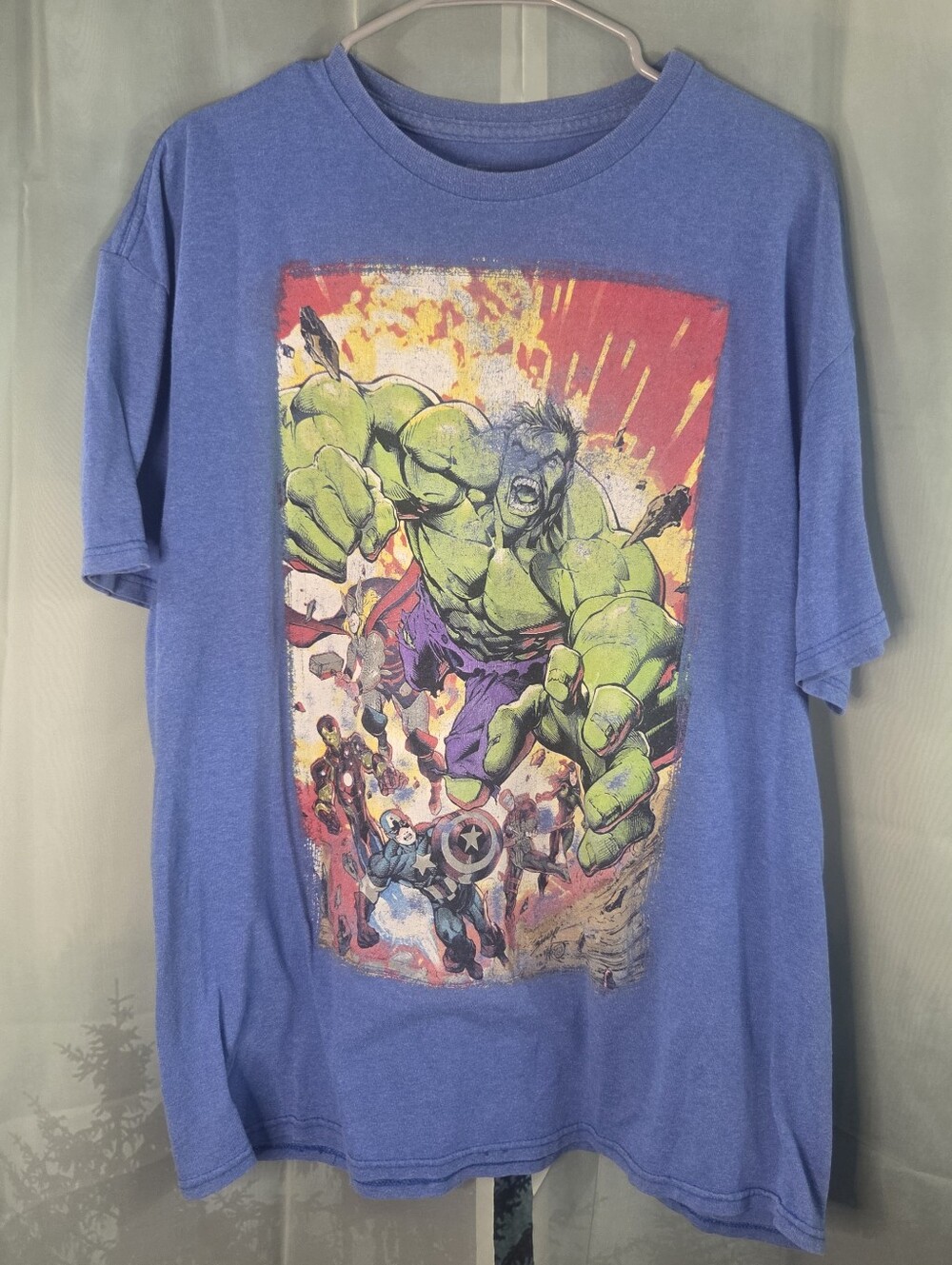 Marvel Blue Short Sleeve Tee with Hulk Graphic